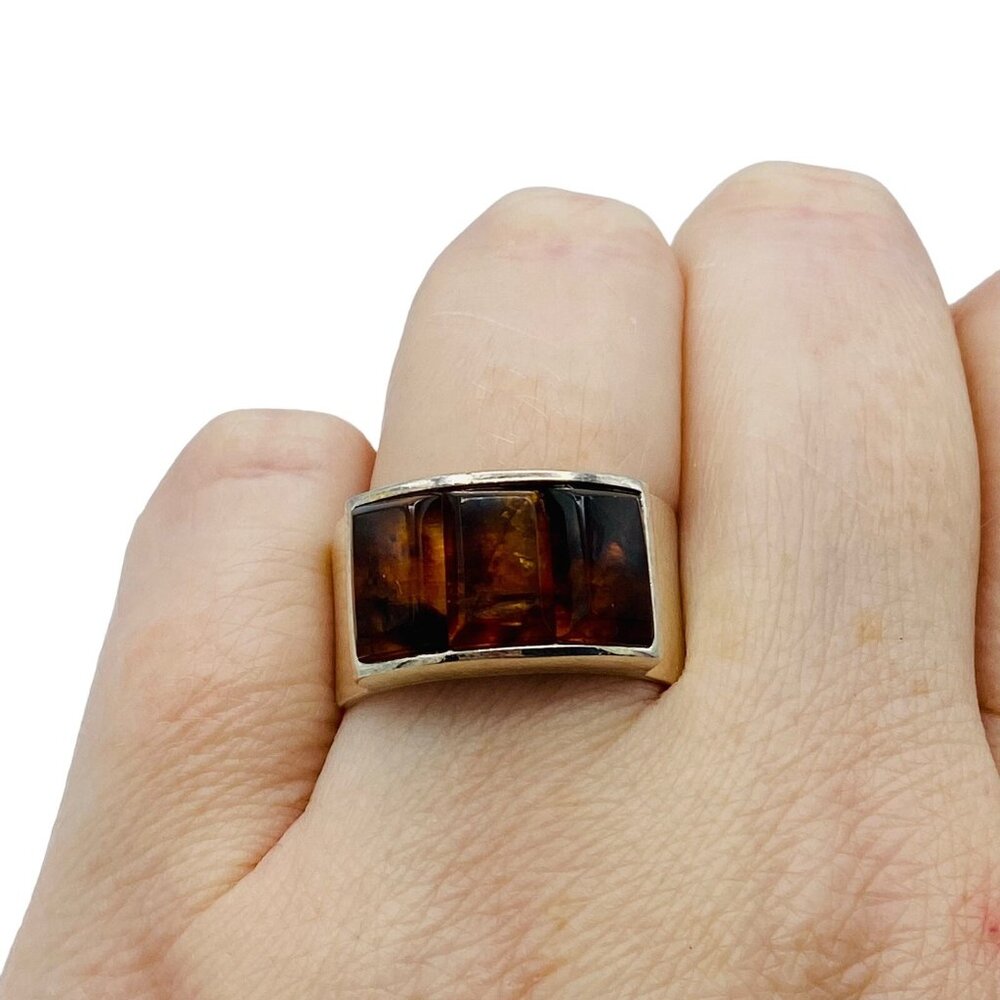 Jay King DTR Desert Rose Sterling Silver 925 Amber Southwest Size 8.75 Band Ring